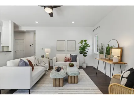 a living room with furniture