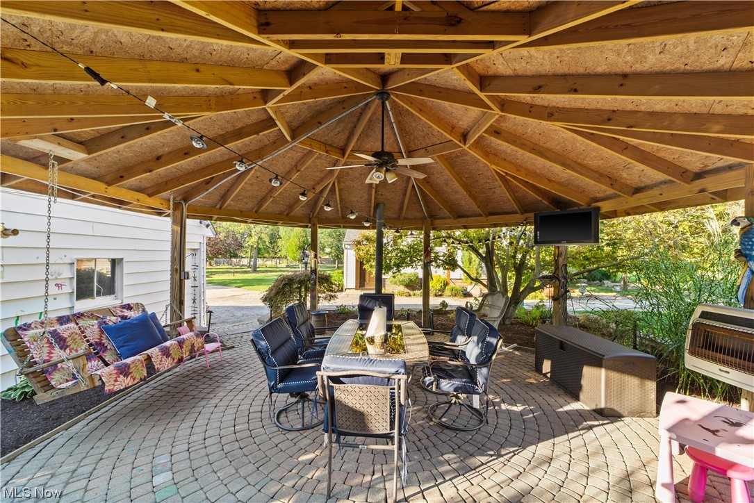 482 Trebisky Road Cleveland, OH 44143 - Photo 27 of 35 View of patio / terrace featuring outdoor lounge area, ceiling fan, and a gazebo