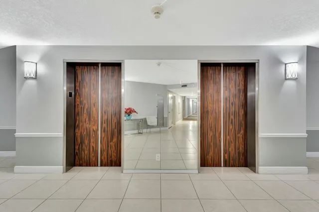 a view of lobby with door