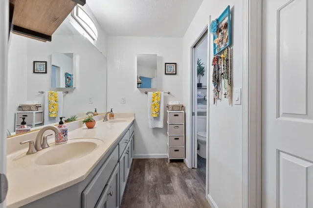 a bathroom with a sink and a tub