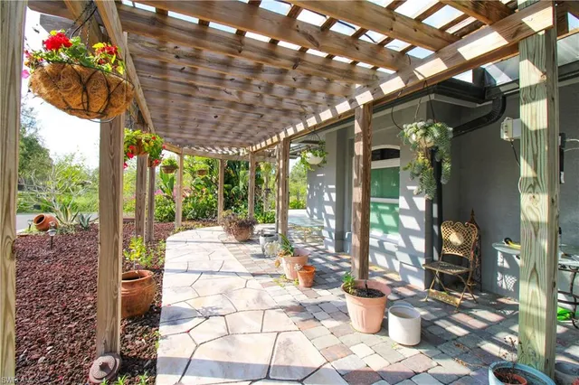 a view of porch with seating space