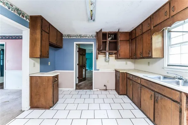 an empty room with windows