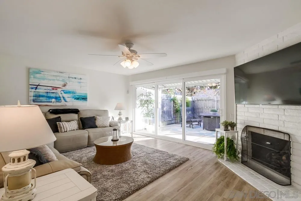 10 GingerTree Lane Coronado, CA 92118 - Photo 11 of 68 a living room with furniture a flat screen tv and a fireplace