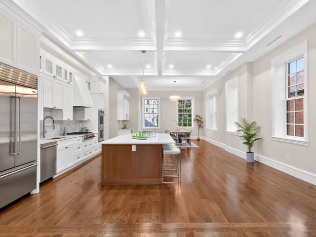 a workspace with furniture and wooden floor
