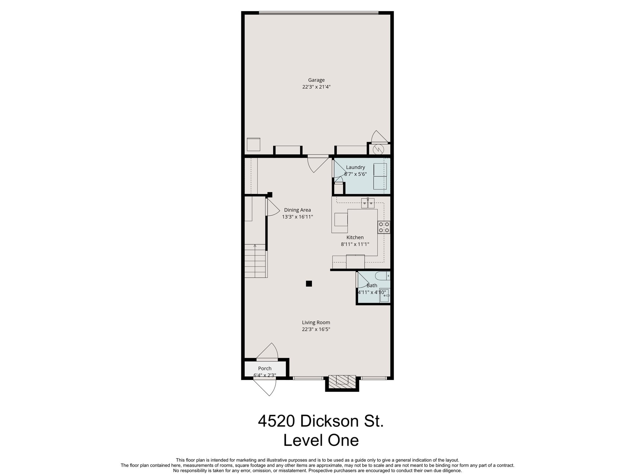 4520 Dickson Street Houston, TX 77007 - Photo 23 of 25 Level One Floor Plan