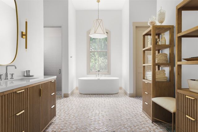 a bathroom with a granite countertop sink a toilet and shower