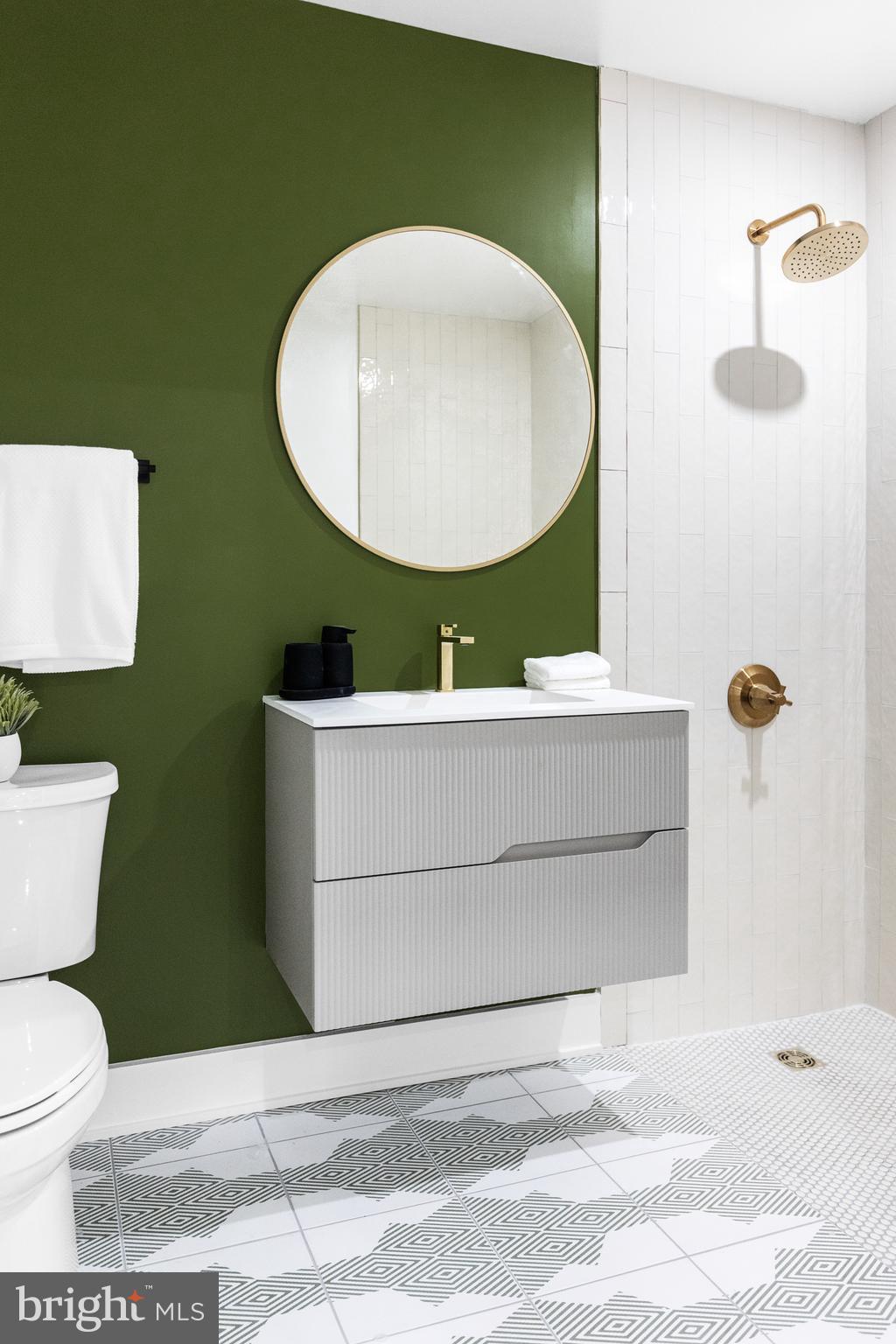 1124 Florida Street Northeast, Unit 210 Washington, DC 20002 - Photo 3 of 26 a bathroom with a sink mirror and toilet