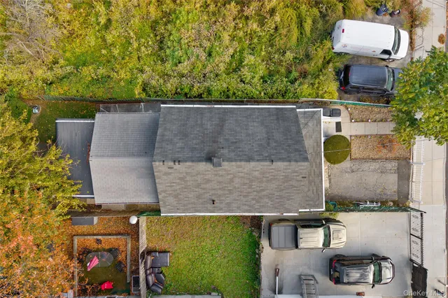 aerial view of a house with outdoor space