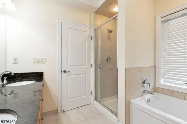 a bathroom with a tub a sink and a shower