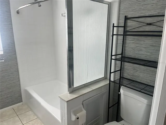 a bathroom with a bathtub