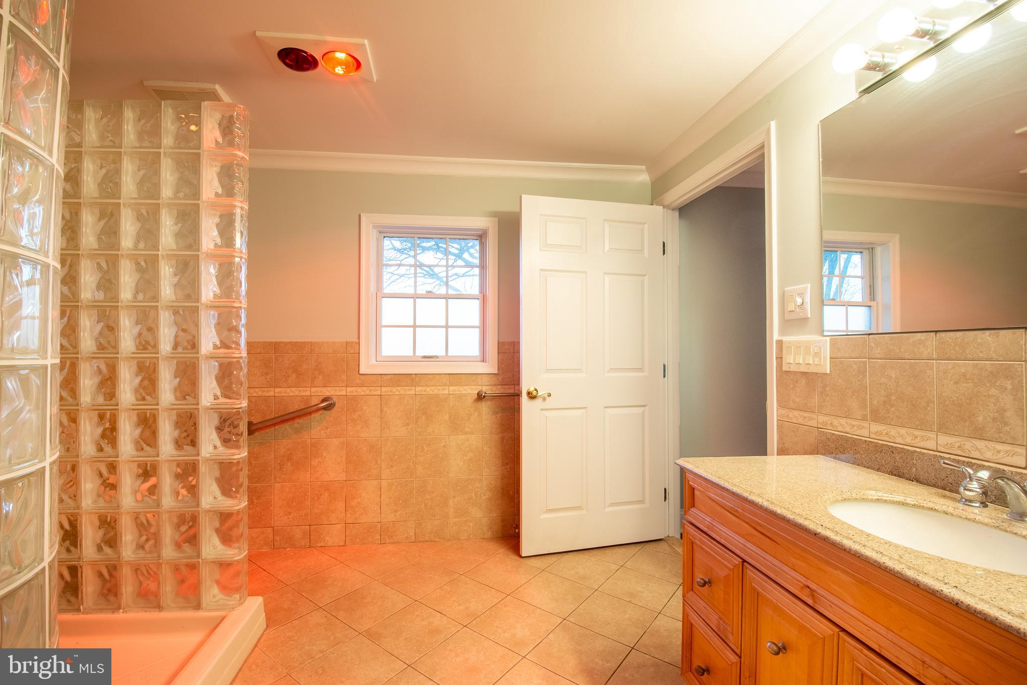 25165 Prettyman Road Georgetown, DE 19947 - Photo 31 of 43 a bathroom with a granite countertop sink a mirror and a shower