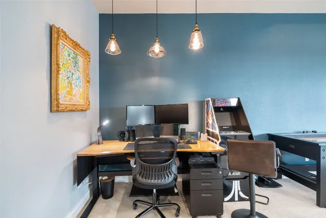 an aerial view of a house