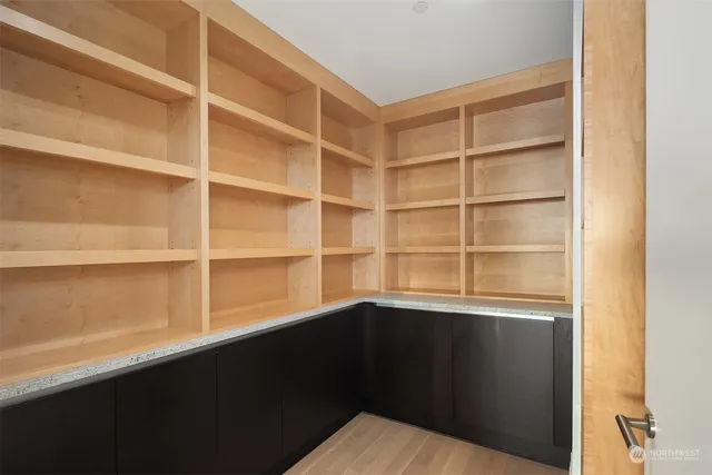 a locker room with a wooden floor
