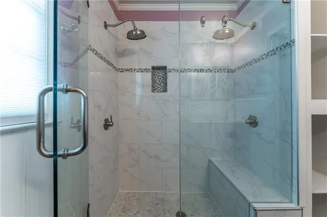 a bathroom with a shower