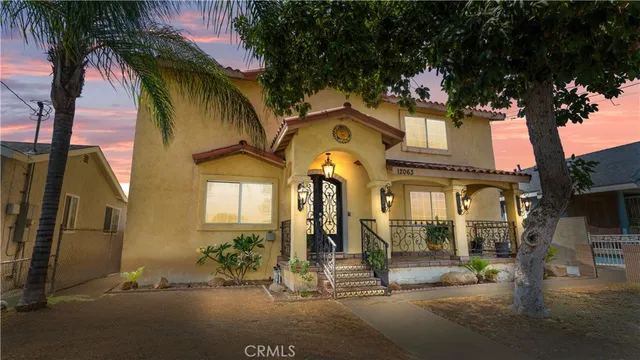 a view of a building with a street