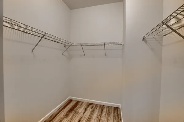 a view of small space with racks on the wall