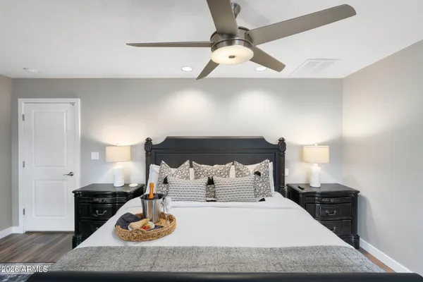 a view of a lake with a yard