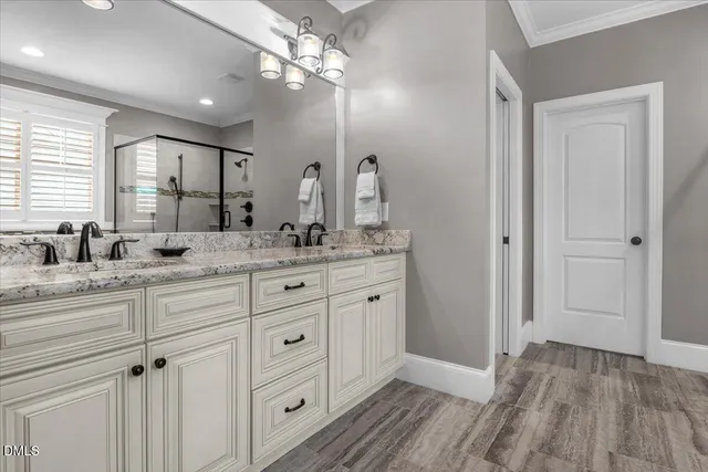 a room with a chair and white walls