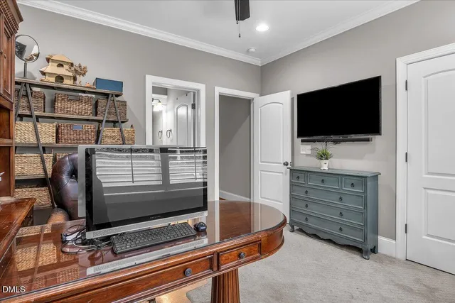 an aerial view of a house