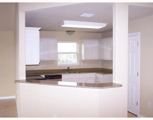 a bathroom with a granite countertop sink and a large mirror