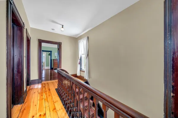 a view of a hallway with a potted plant