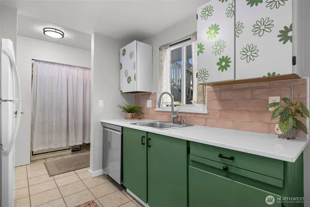 a sink with a mirror