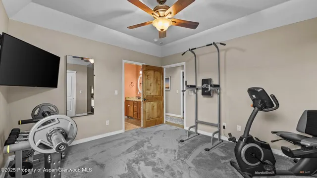 a view of a room with gym equipment