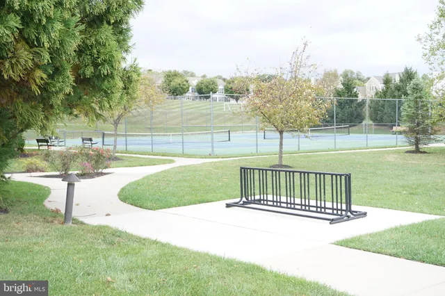 a view of a garden with a slide