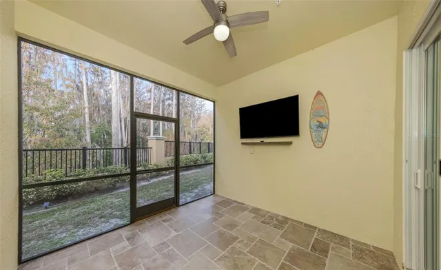 a view of a swimming pool with an outdoor space