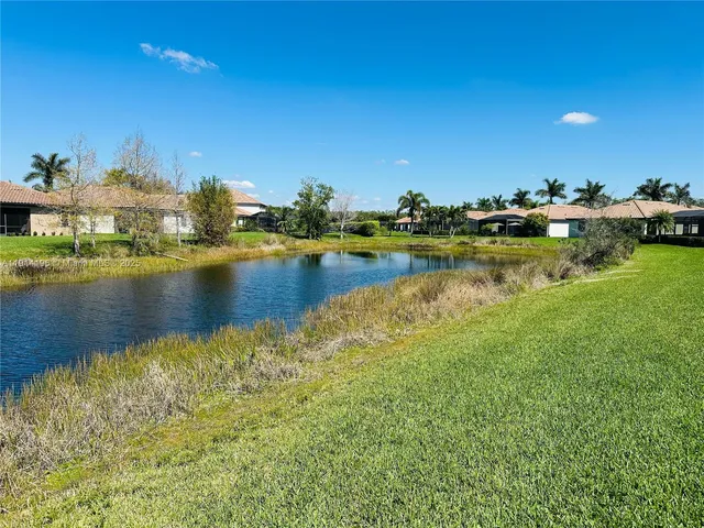 a view of a lake with houses