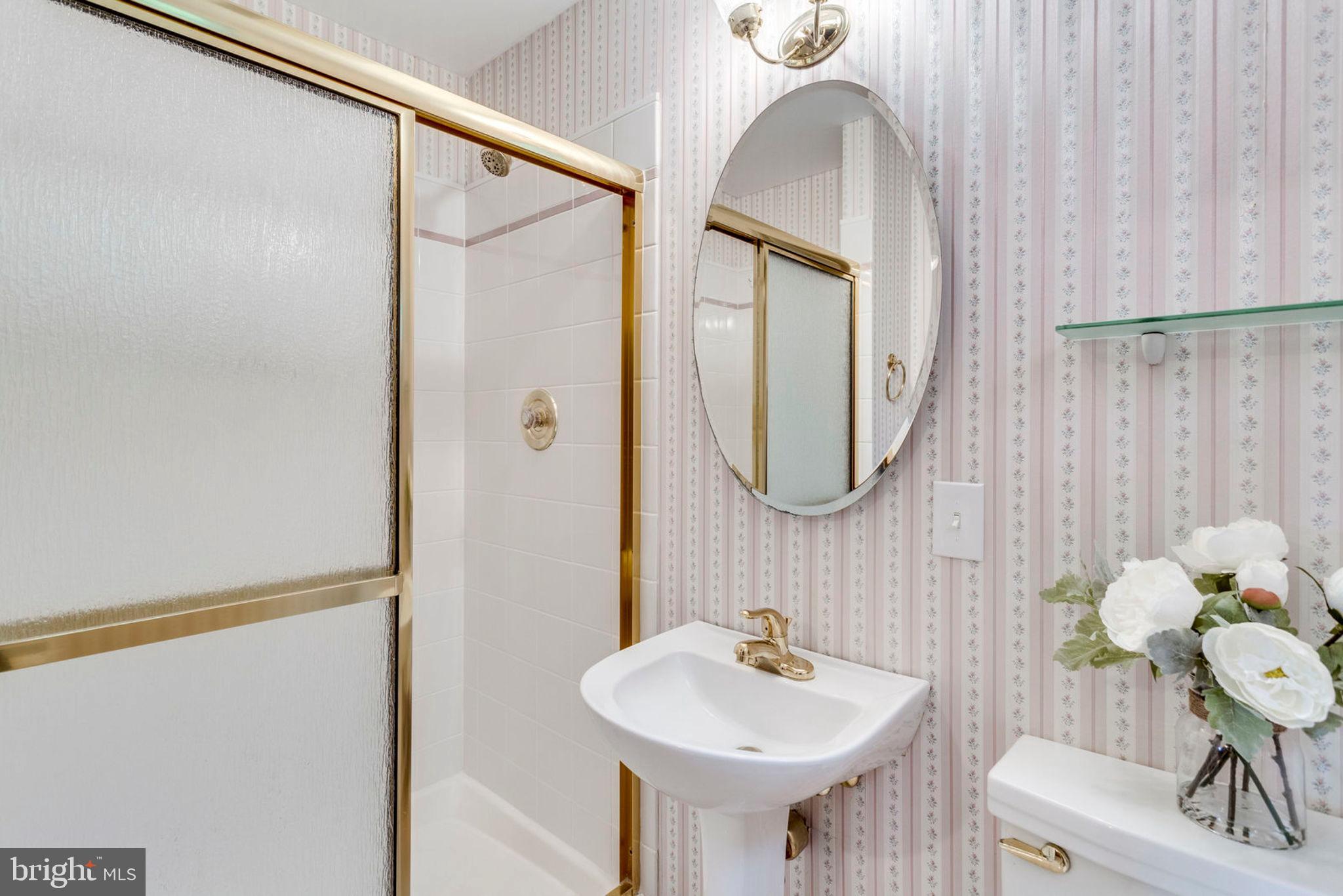 6016 Craft Road Alexandria, VA 22310 - Photo 21 of 32 a bathroom with a sink a mirror and a shower