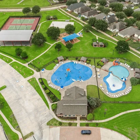 an aerial view of a house