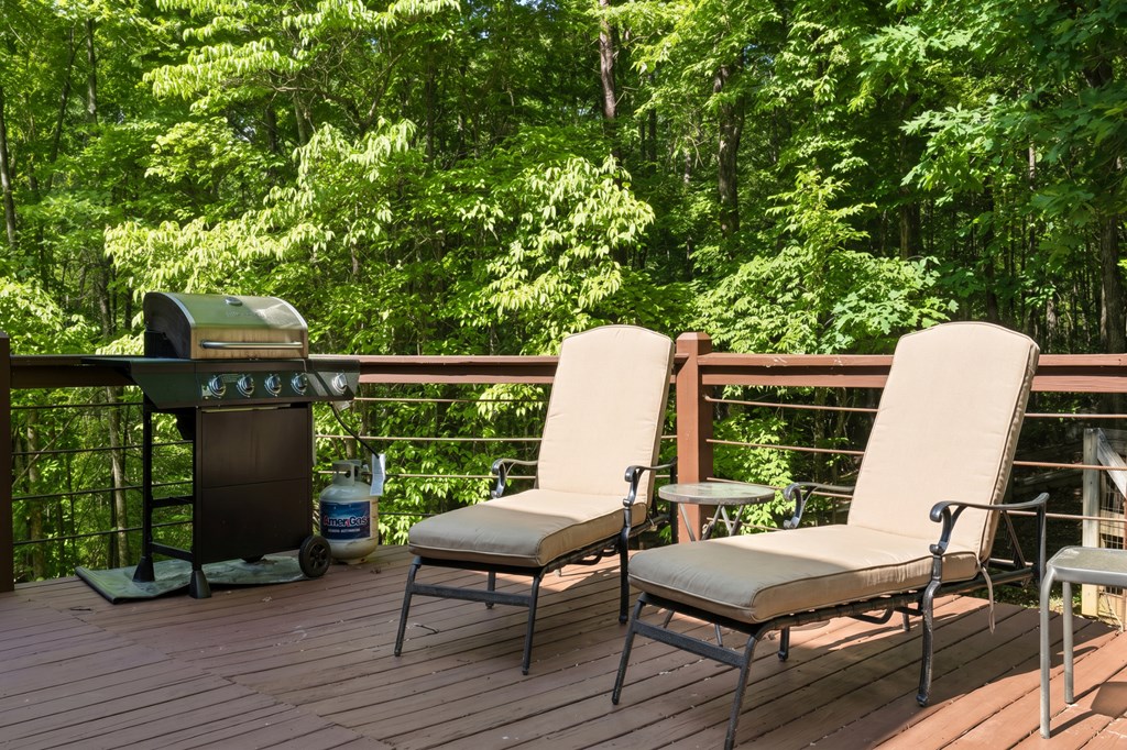 220 Solar Drive Blue Ridge, GA 30513 - Photo 7 of 59 a view of a patio with table and chairs and wooden floor