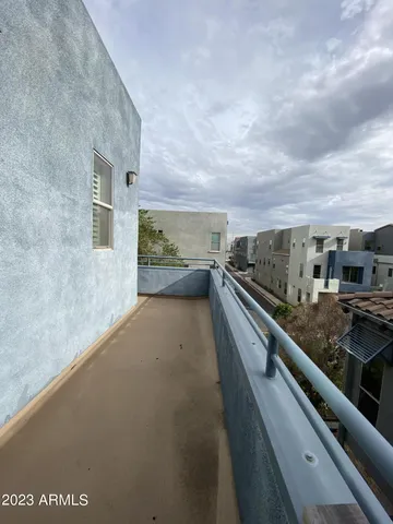 a city view from a balcony