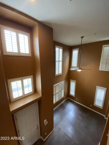 an empty room with windows