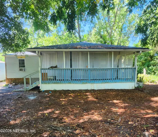 a view of backyard and tree