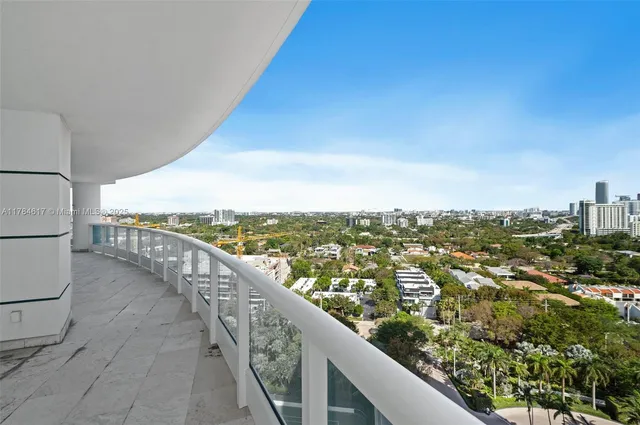 a view of city and balcony