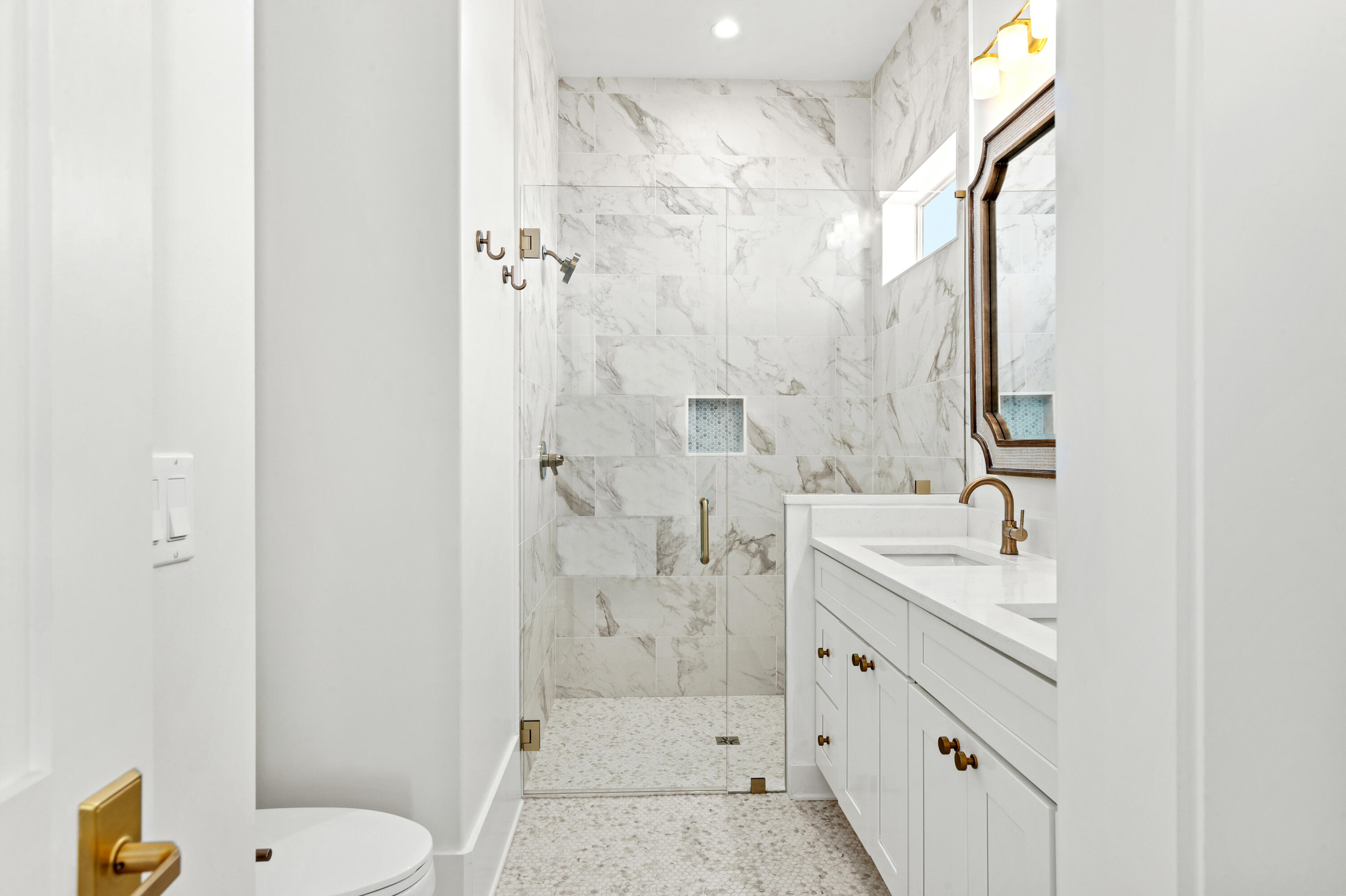 306 West Park Place Ave Inlet Beach Inlet Beach, FL 32461 - Photo 36 of 70 a bathroom with a granite countertop sink toilet and shower