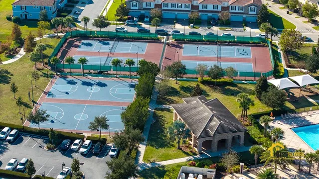 an aerial view of a house
