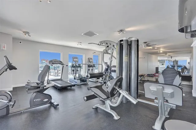 a view of a room with gym equipment