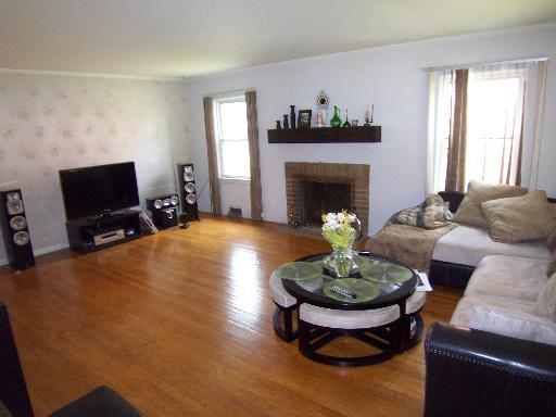 150 North Wolf Road Des Plaines, IL 60016 - Photo 3 of 16 a living room with furniture a fireplace and a flat screen tv