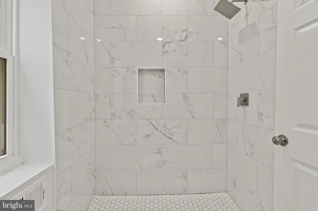 a bathroom with shower