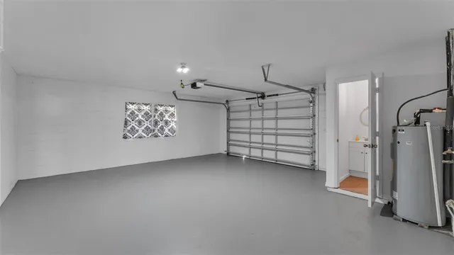 a view of a room with a garage