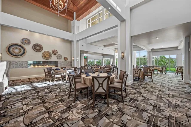 a view of a dining area with furniture