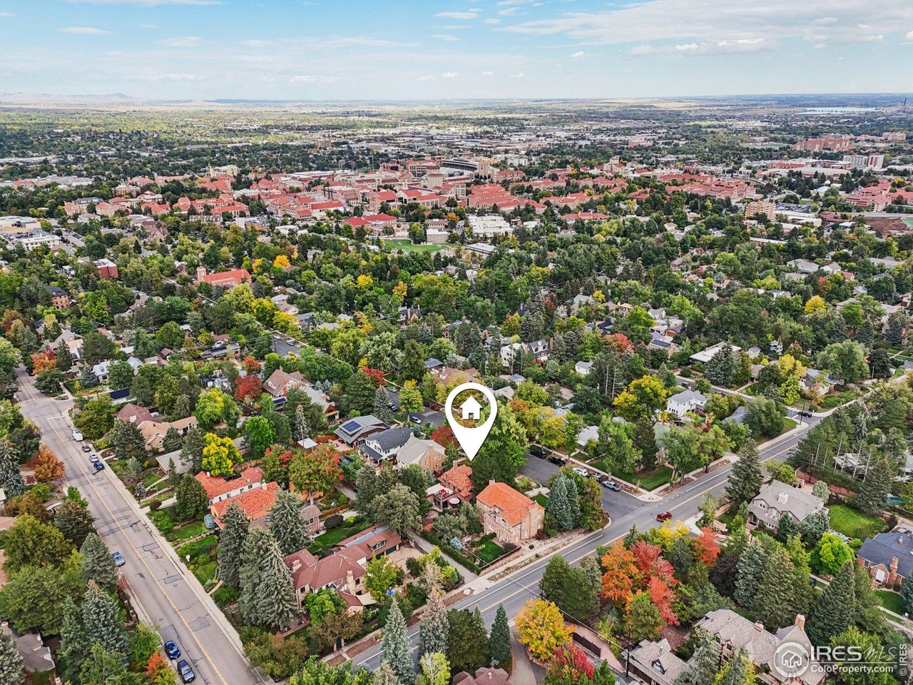 715 14th Street Boulder, CO 80302 - Photo 41 of 43 an aerial view of a city with lots of residential buildings