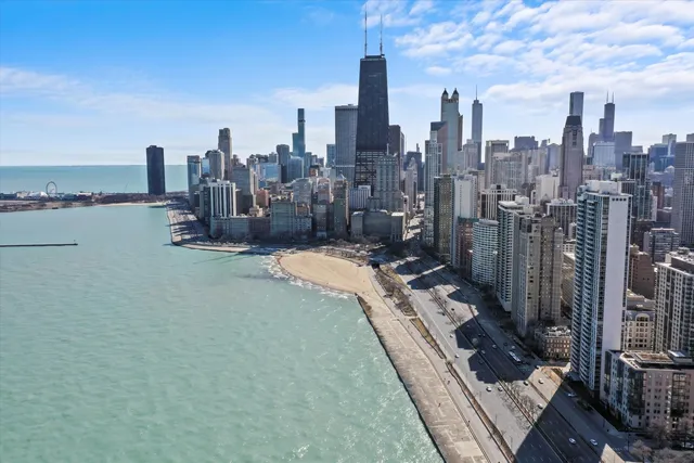 a view of a city with tall buildings