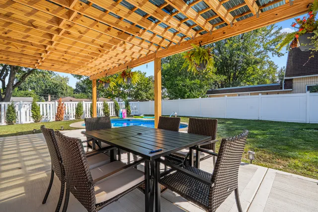 a view of a building with a swimming pool