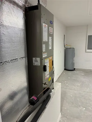 a view of a swimming pool with a sitting area