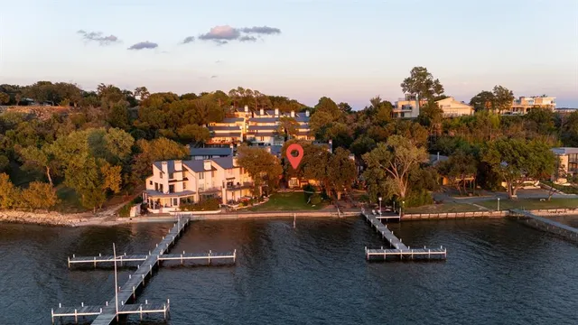 an aerial view of a house