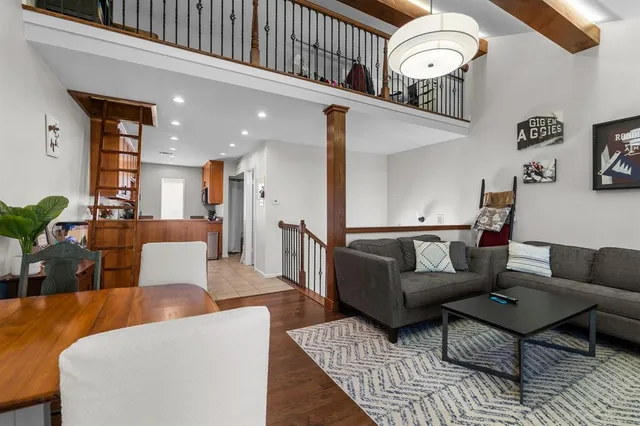 a living room with furniture